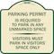 Signmission Parking Permit Is Required to Park in ANY Unmarked Space Visitors Must Park in Visito, TG-1818-23400 A-DES-TG-1818-23400 - alternate 1